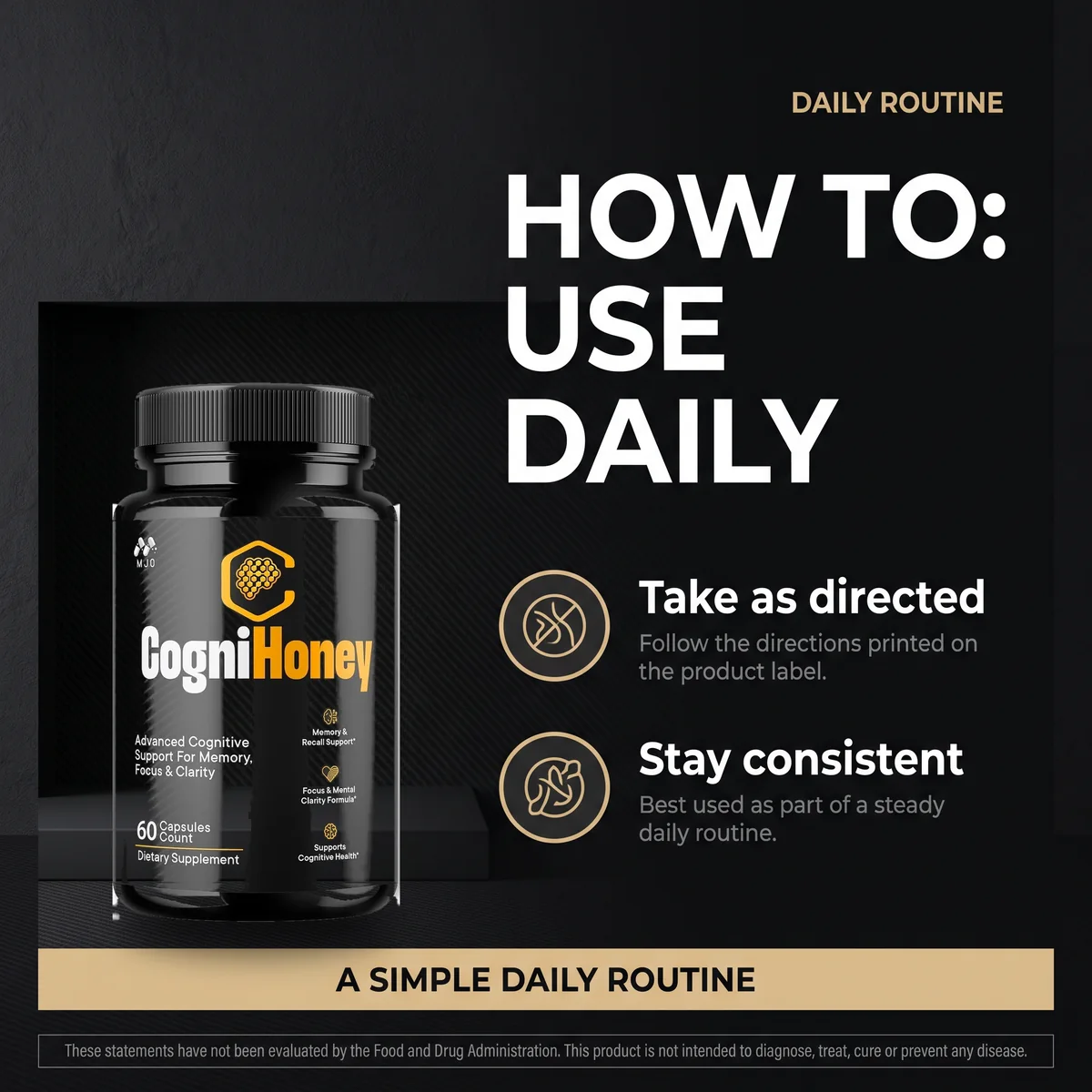 Cognihoney daily routine: take as directed and stay consistent