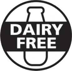 Black roundel reading Dairy Free across a milk bottle