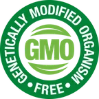 Green roundel reading Genetically Modified Organism Free
